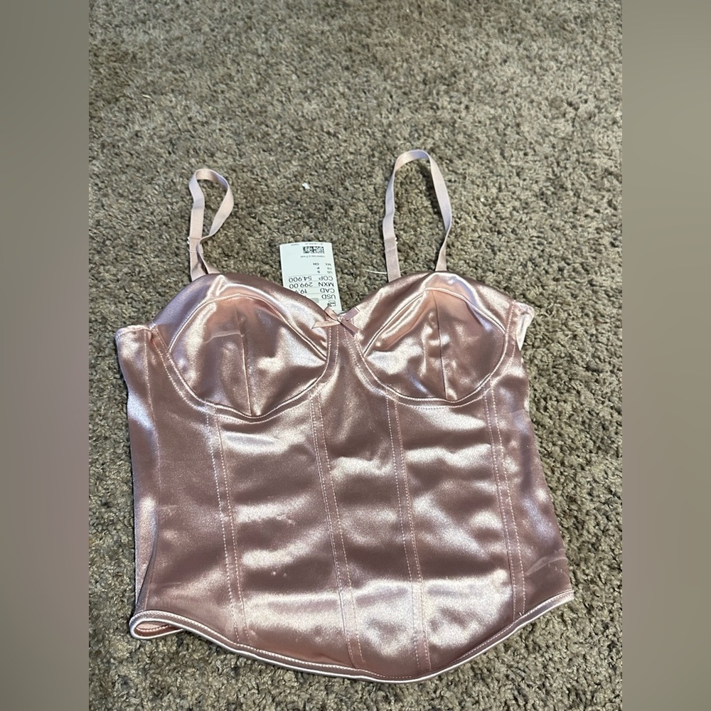 H&M pink silk top